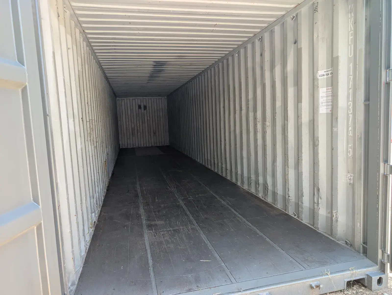 used 40ft high cube shipping container interior