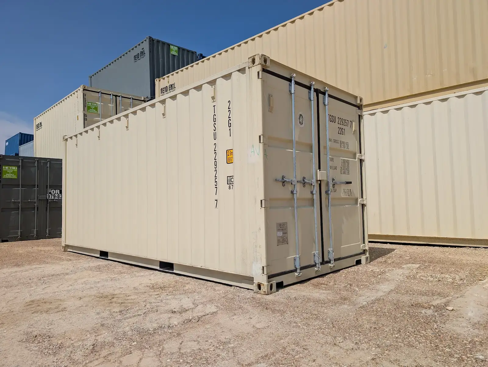 20 foot one trip beige shipping container