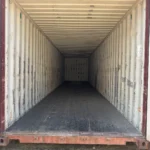 Interior of 40 foot used cargo worthy container with wood floor