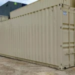 40 foot refurbished beige shipping container in yard