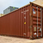 Front corner view of 40 foot used cargo worthy container