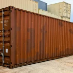 Side view of rusted 40 foot used cargo worthy container