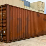 Side view of rusted 40 foot used cargo worthy container