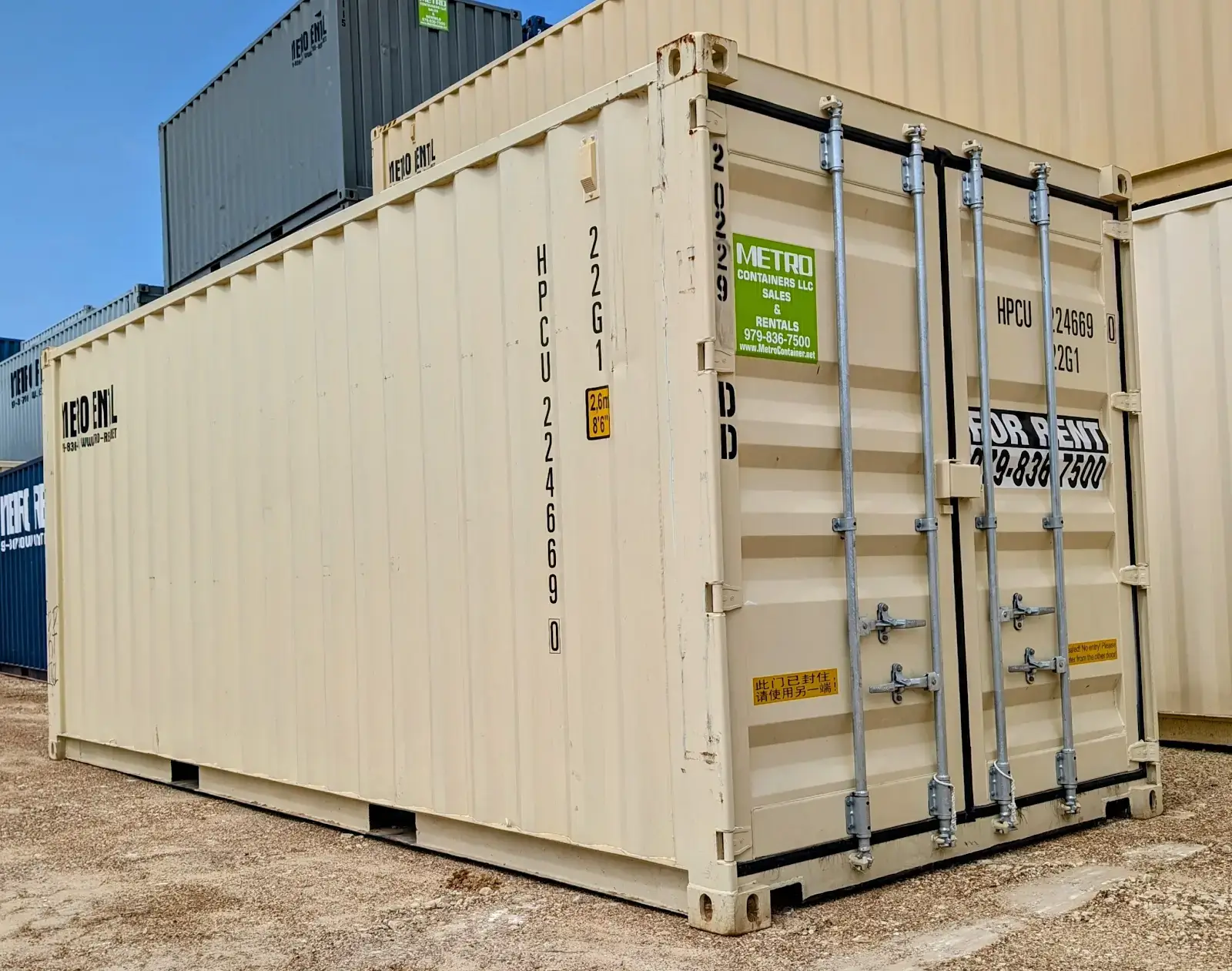20 foot beige shipping container for rent
