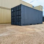 Side view of 20 foot dark gray refurbished container